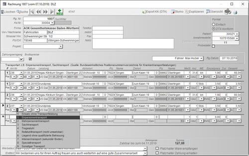 Taxiunternehmen Taxibranche Rechnungssoftware